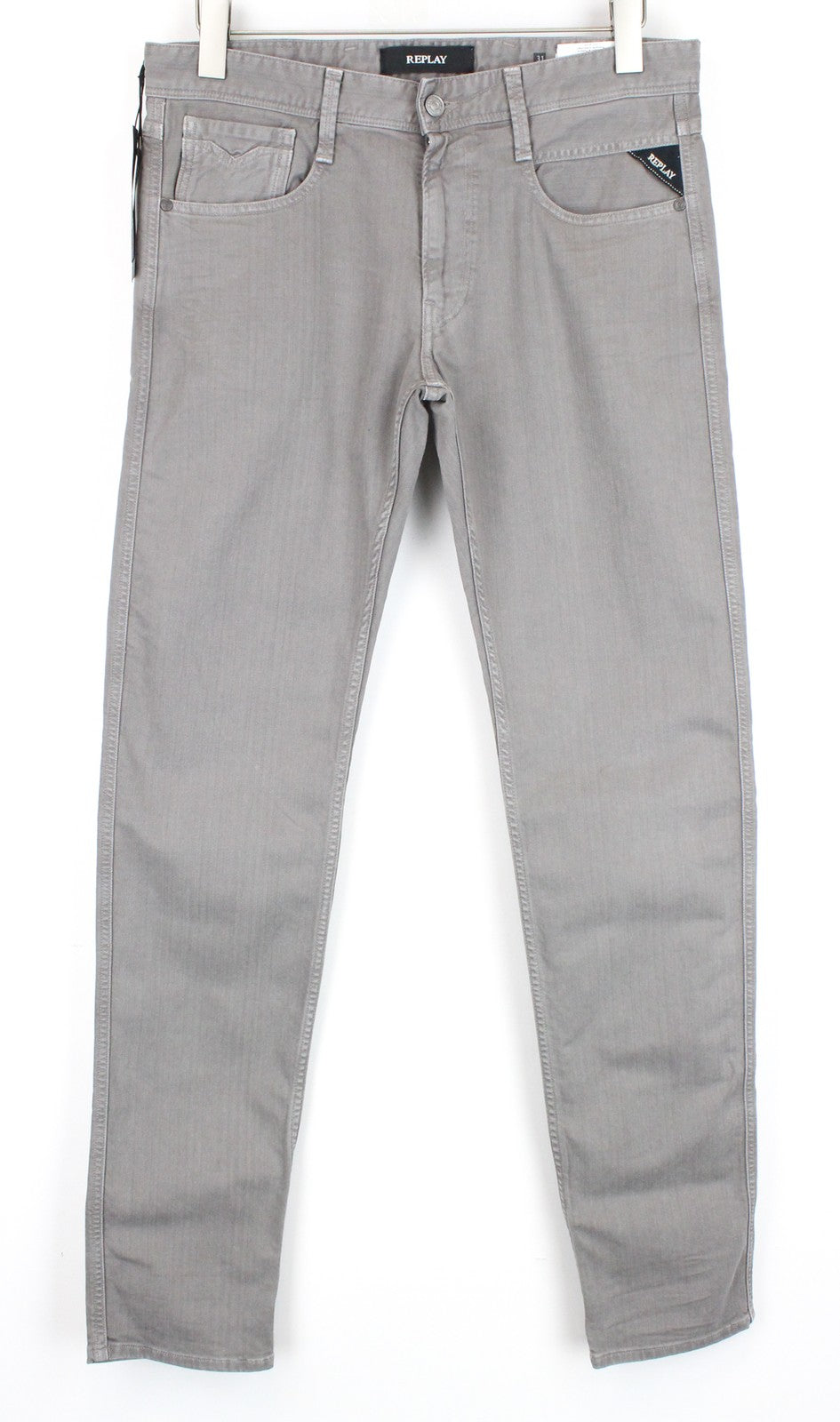 REPLAY W31/L34 Anbass džinsai, prigludę, tamprūs, pilki, medvilniniai, su 5 kišenėmis 