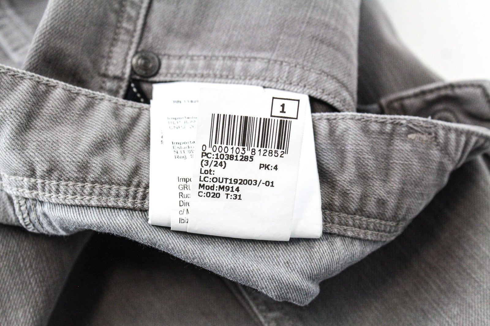 REPLAY W31/L34 Anbass džinsai, prigludę, tamprūs, pilki, medvilniniai, su 5 kišenėmis 