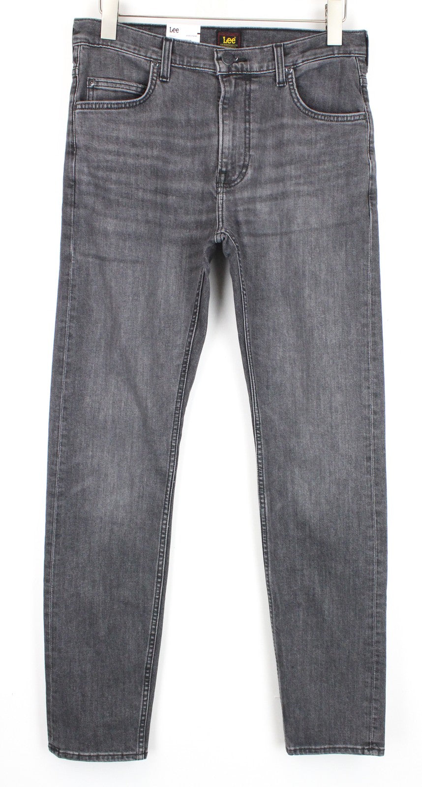 LEE Rider W31/L34 pilki laisvalaikio stiliaus ploni medvilniniai tamprūs vyriški skalbto kirpimo džinsai 