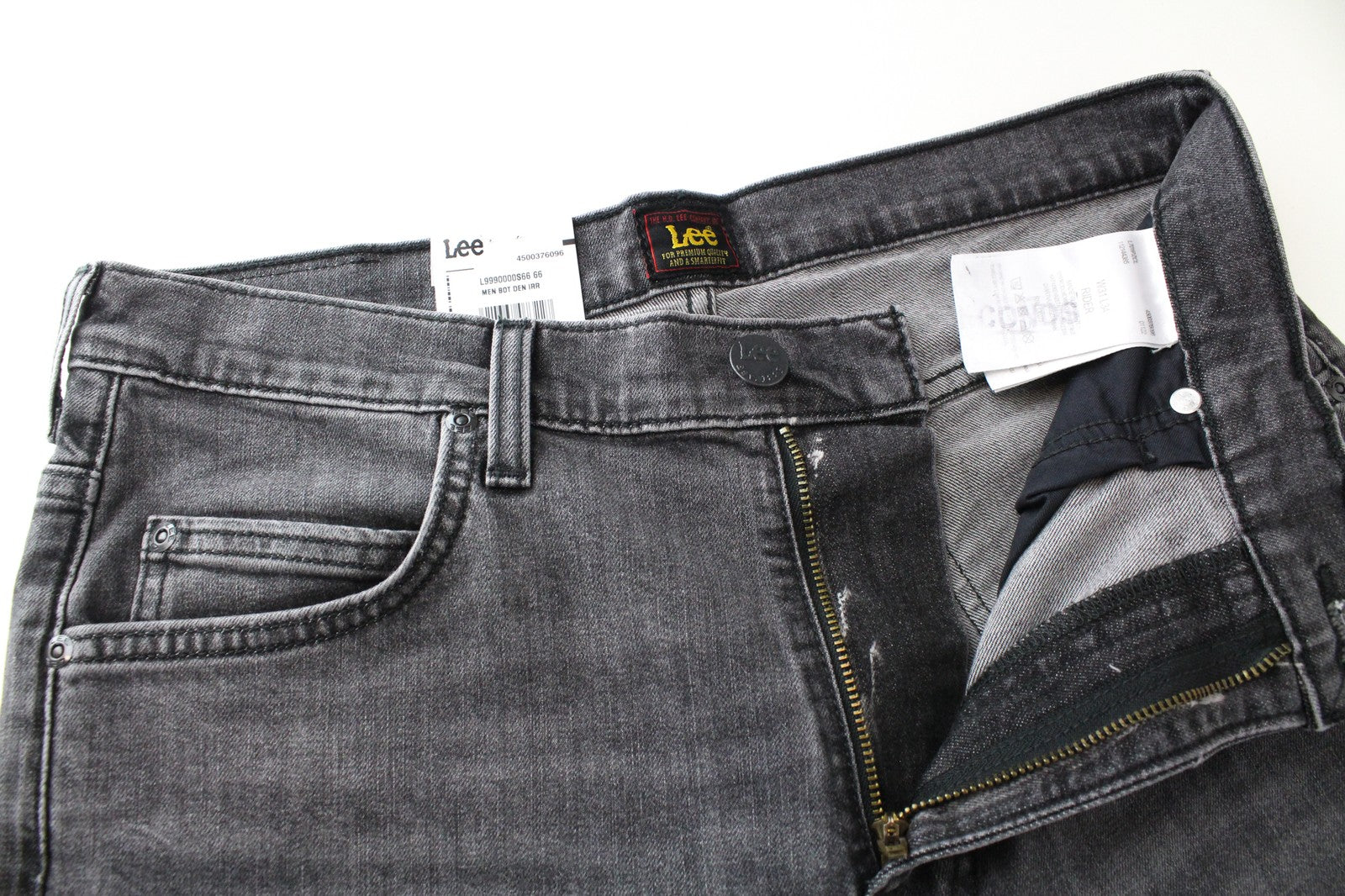 LEE Rider W31/L34 pilki laisvalaikio stiliaus ploni medvilniniai tamprūs vyriški skalbto kirpimo džinsai 