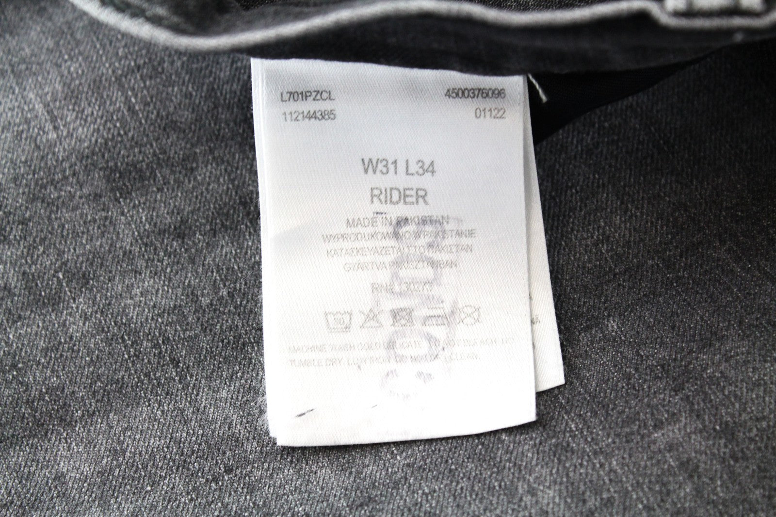 LEE Rider W31/L34 pilki laisvalaikio stiliaus ploni medvilniniai tamprūs vyriški skalbto kirpimo džinsai 