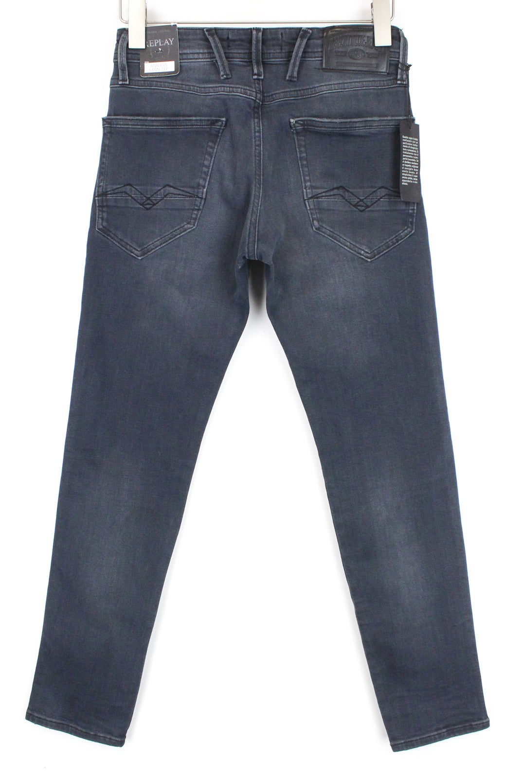 REPLAY Anbass Men W27/L30 Slim Fit Grey Blue Washed Denim Cotton Stretch Jeans