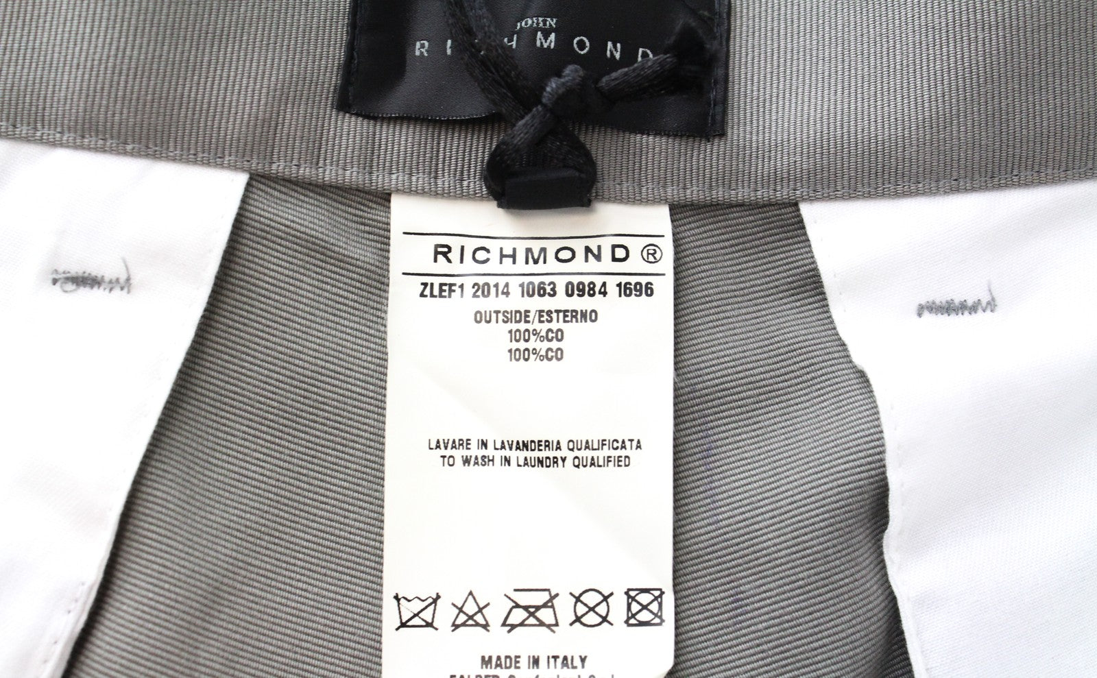 JOHN RICHMOND Men's Trousers 48 Cotton Grey Pleated Pants with Side Stripes