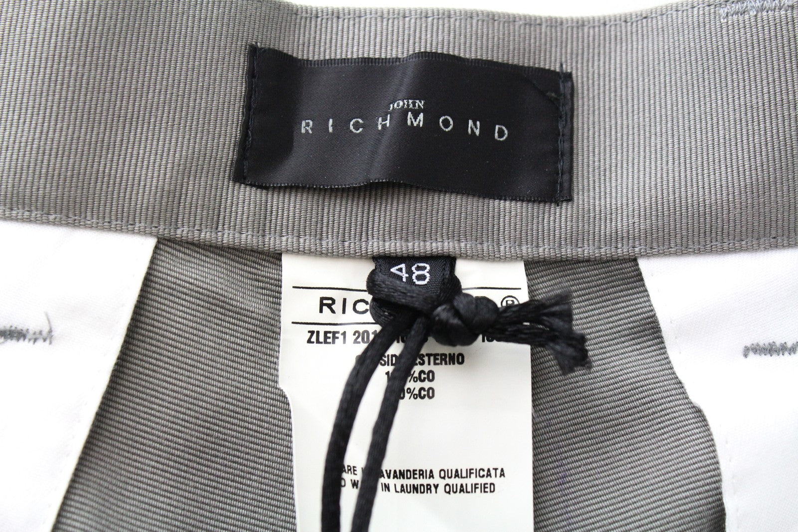 JOHN RICHMOND Men's Trousers 48 Cotton Grey Pleated Pants with Side Stripes