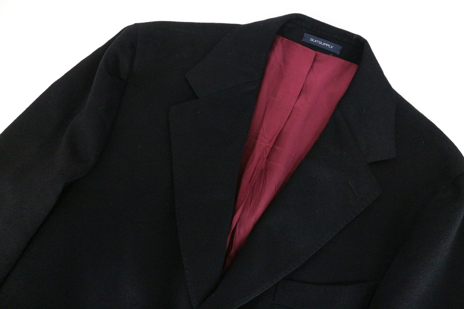 „SUITSUPPLY Vicenza“ vyriškas paltas, juodas, vilnonis, vieneilis, su pamušalu, UK48R 