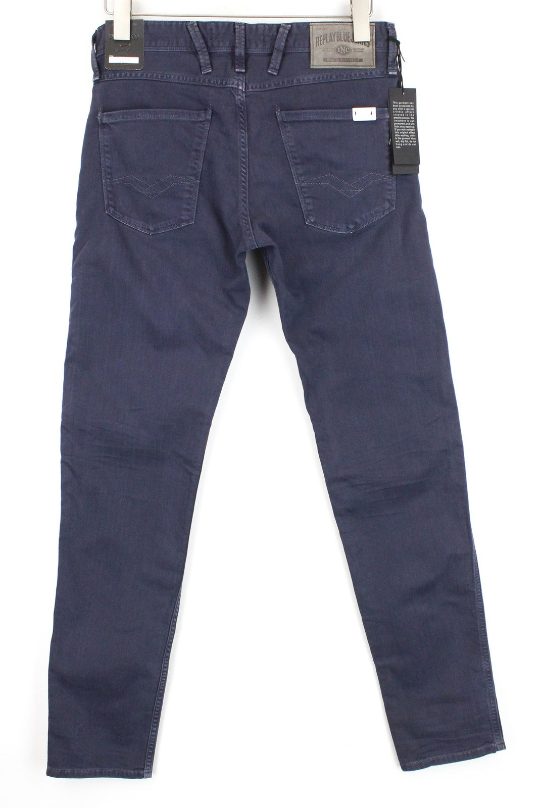 REPLAY vyriški Anbass džinsai W30/L34 Slim Fit mėlyni tamprūs džinsai su 5 kišenėmis 