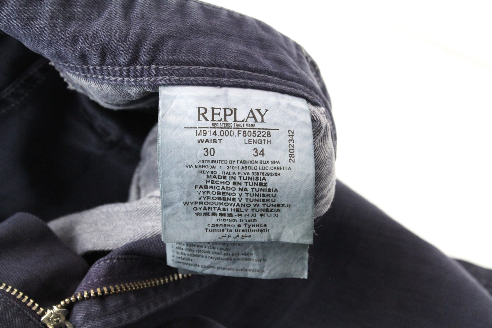 REPLAY vyriški Anbass džinsai W30/L34 Slim Fit mėlyni tamprūs džinsai su 5 kišenėmis 