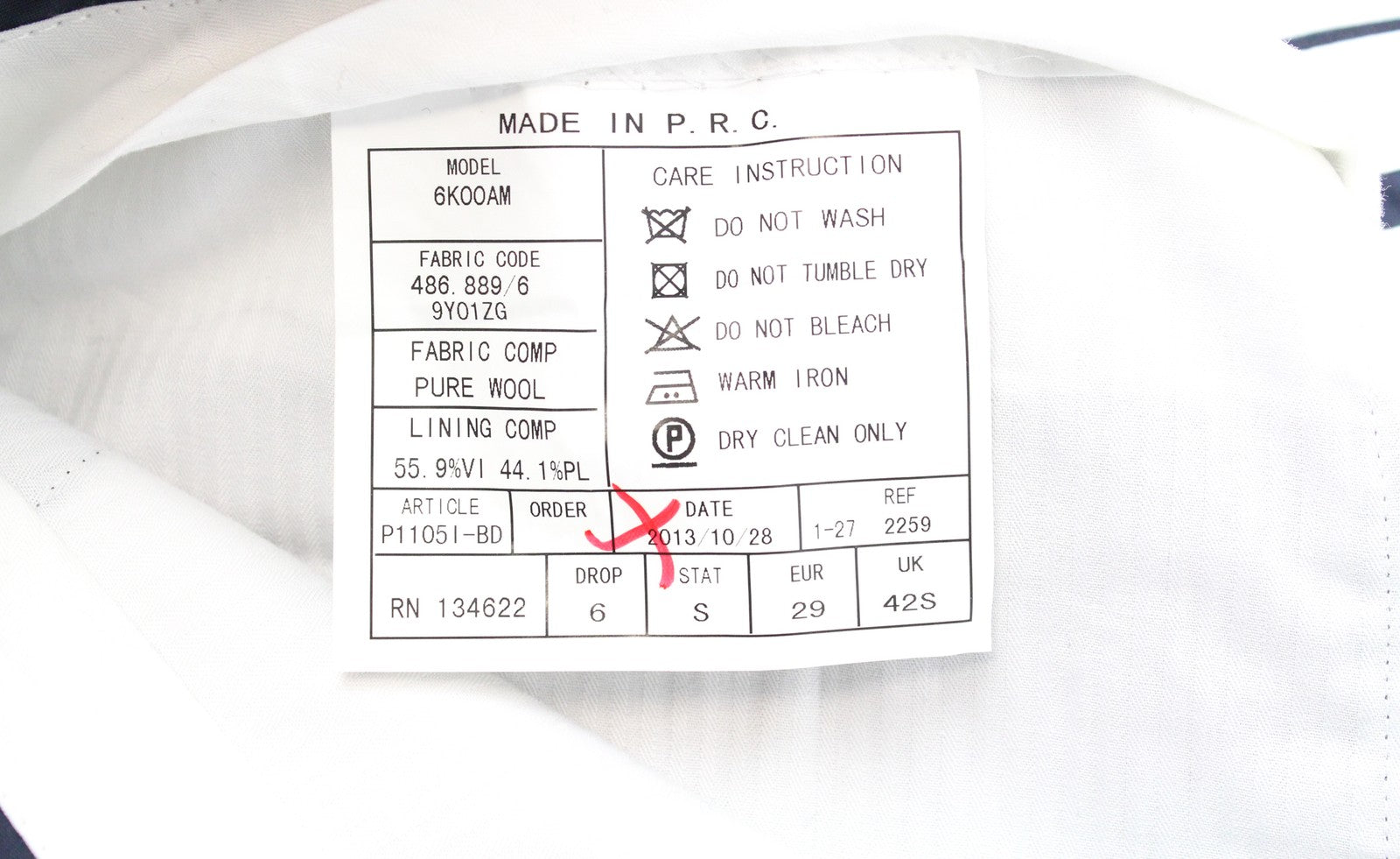 SUITSUPPLY Wool Trousers UK42S Navy Classic Pleated Lined Men's Formal Fit