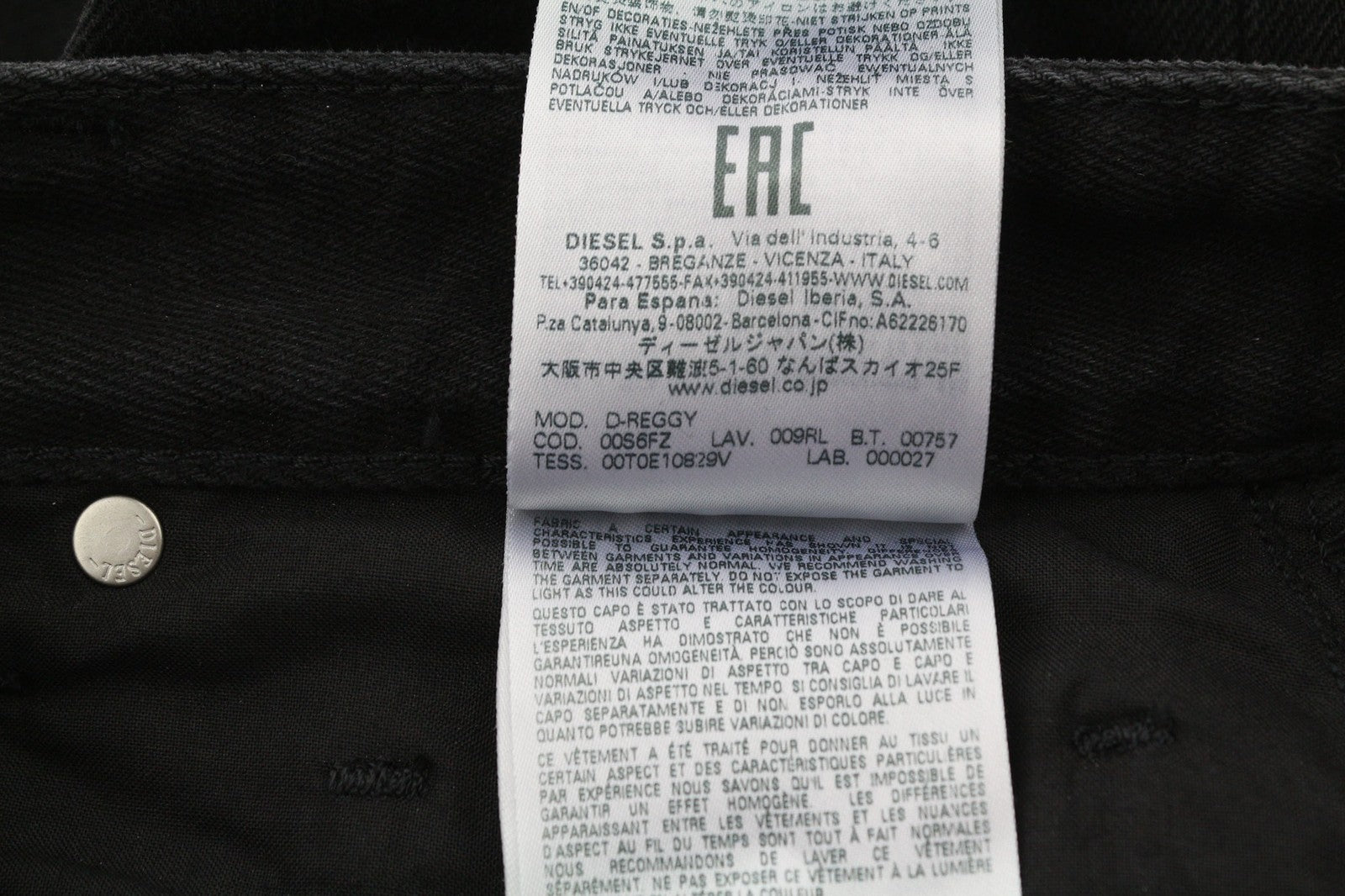 DIESEL D-Reggy 009RL moteriški džinsai W29/L30 įprasto juosmens tiesūs juodi RRP 150 € 