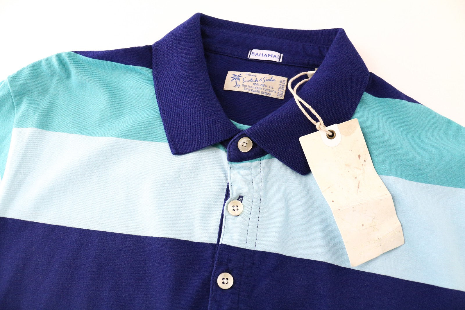 SCOTCH &amp; SODA Bahamas vyriški L dydžio dryžuoti polo marškinėliai su blokeliais, medvilniniai 