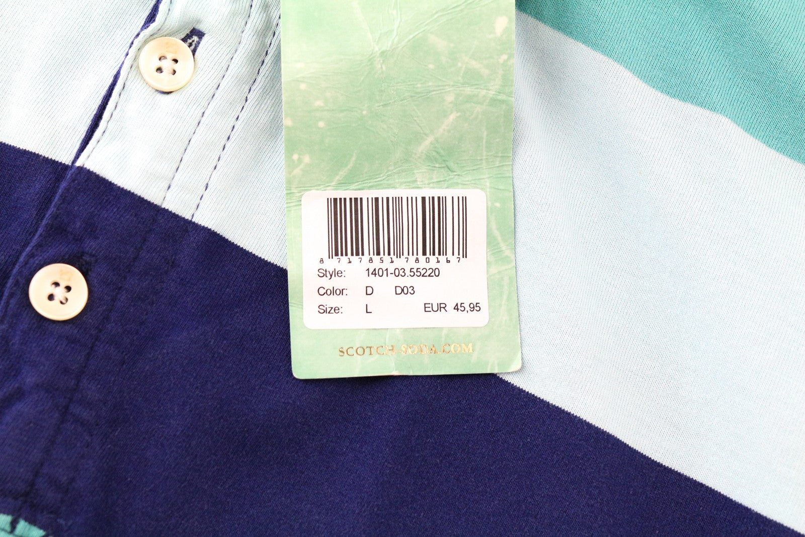 SCOTCH &amp; SODA Bahamas vyriški L dydžio dryžuoti polo marškinėliai su blokeliais, medvilniniai 