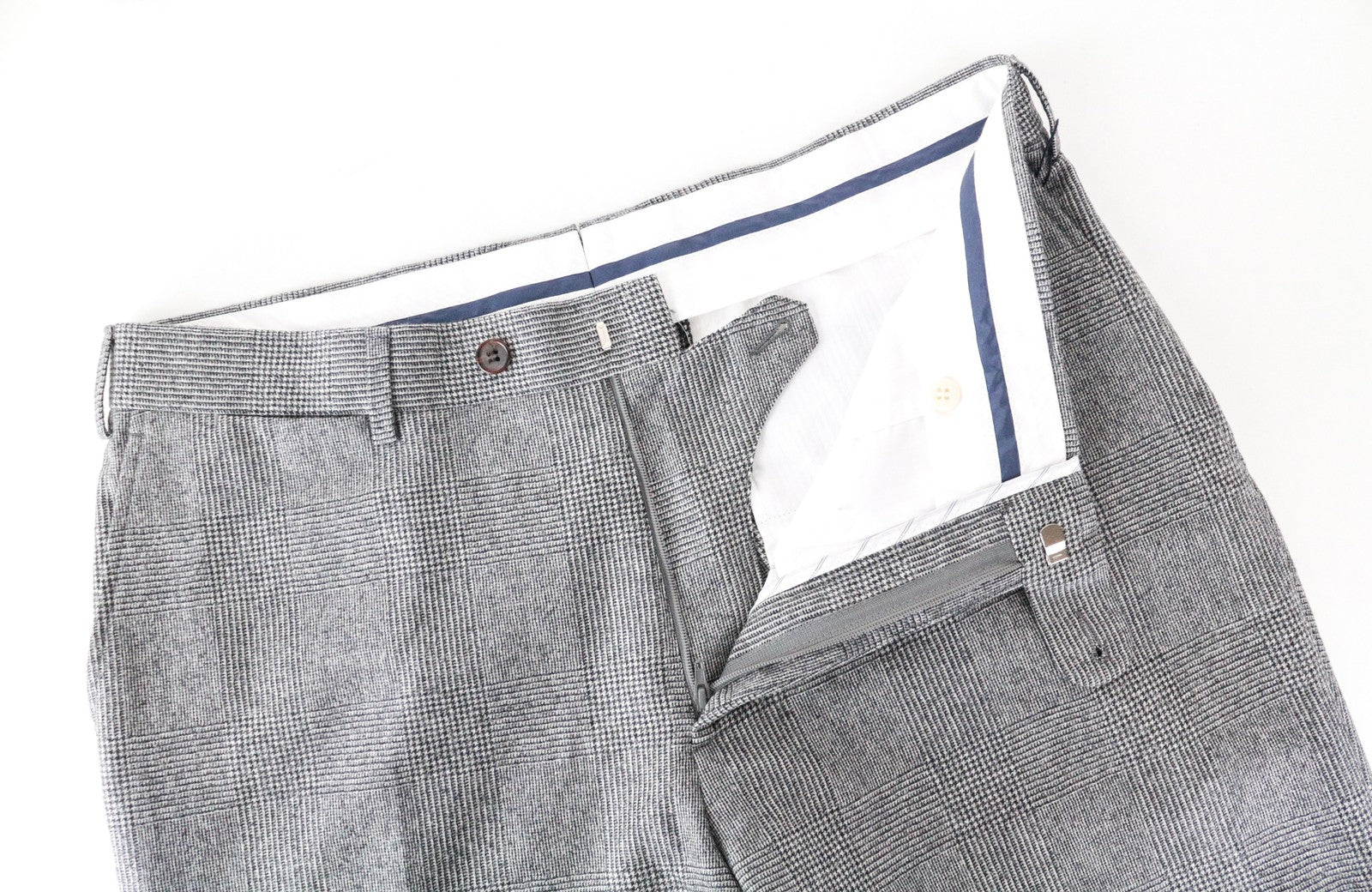 SUITSUPPLY UK40R Brescia Grey Wool Trousers Patterned Pleated