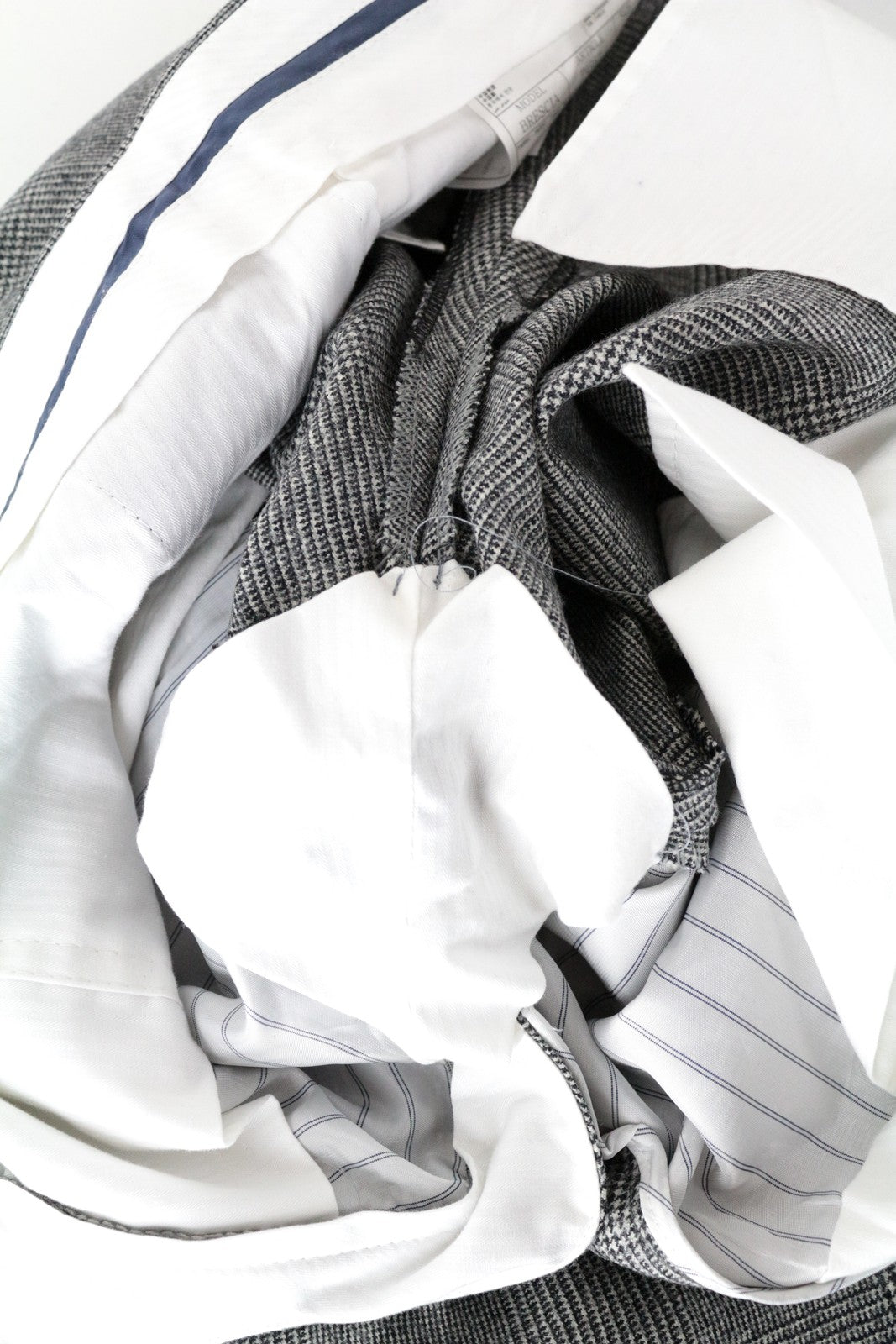 SUITSUPPLY UK40R Brescia Grey Wool Trousers Patterned Pleated