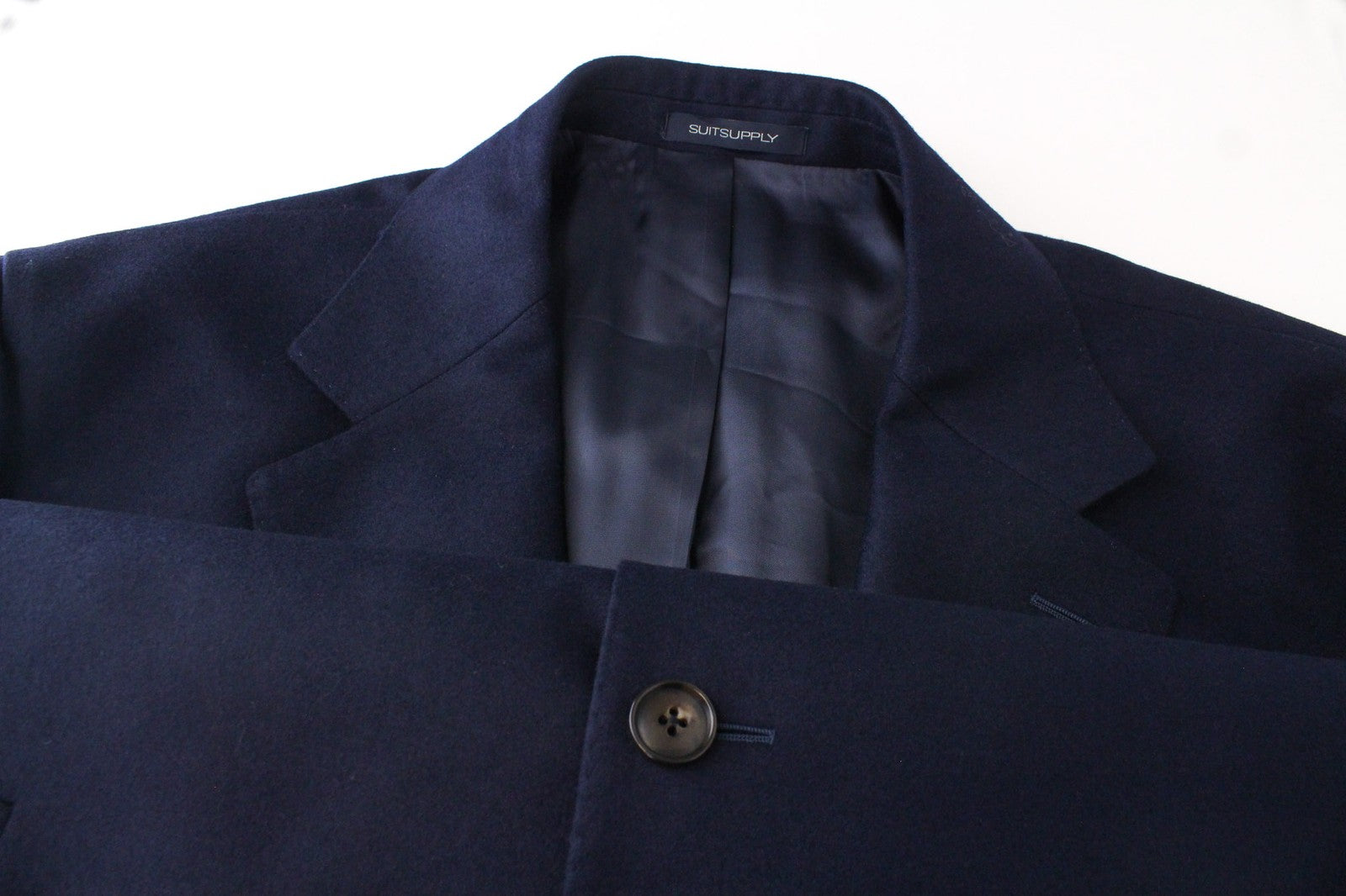 SUITSUPPLY Vicenza UK52L Men's Wool Coat Navy Blue Formal Lined