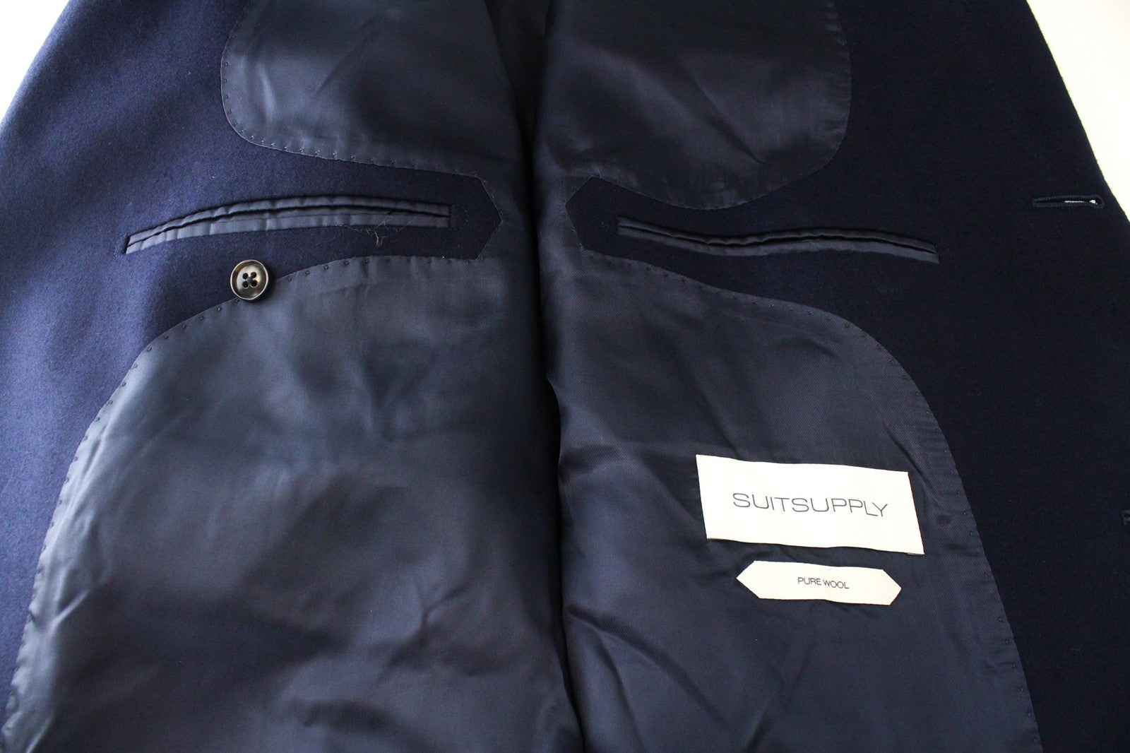 SUITSUPPLY Vicenza UK52L Men's Wool Coat Navy Blue Formal Lined