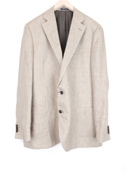 SUITSUPPLY La Spalla UK52L Men's Blazer Brown Patterned Linen Buttons