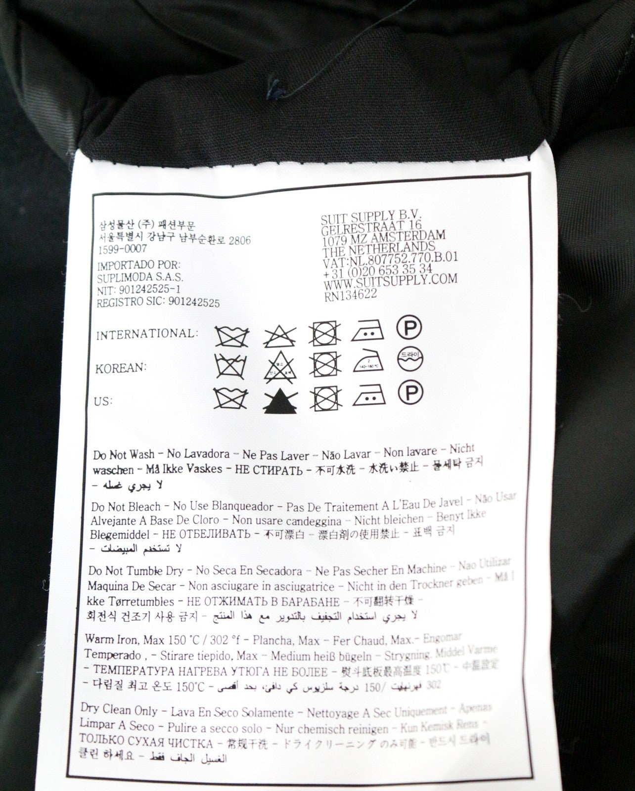 „SUITSUPPLY Vicenza UK40S“ juodos vilnos ir kašmyro vyriškas klasikinis paltas 