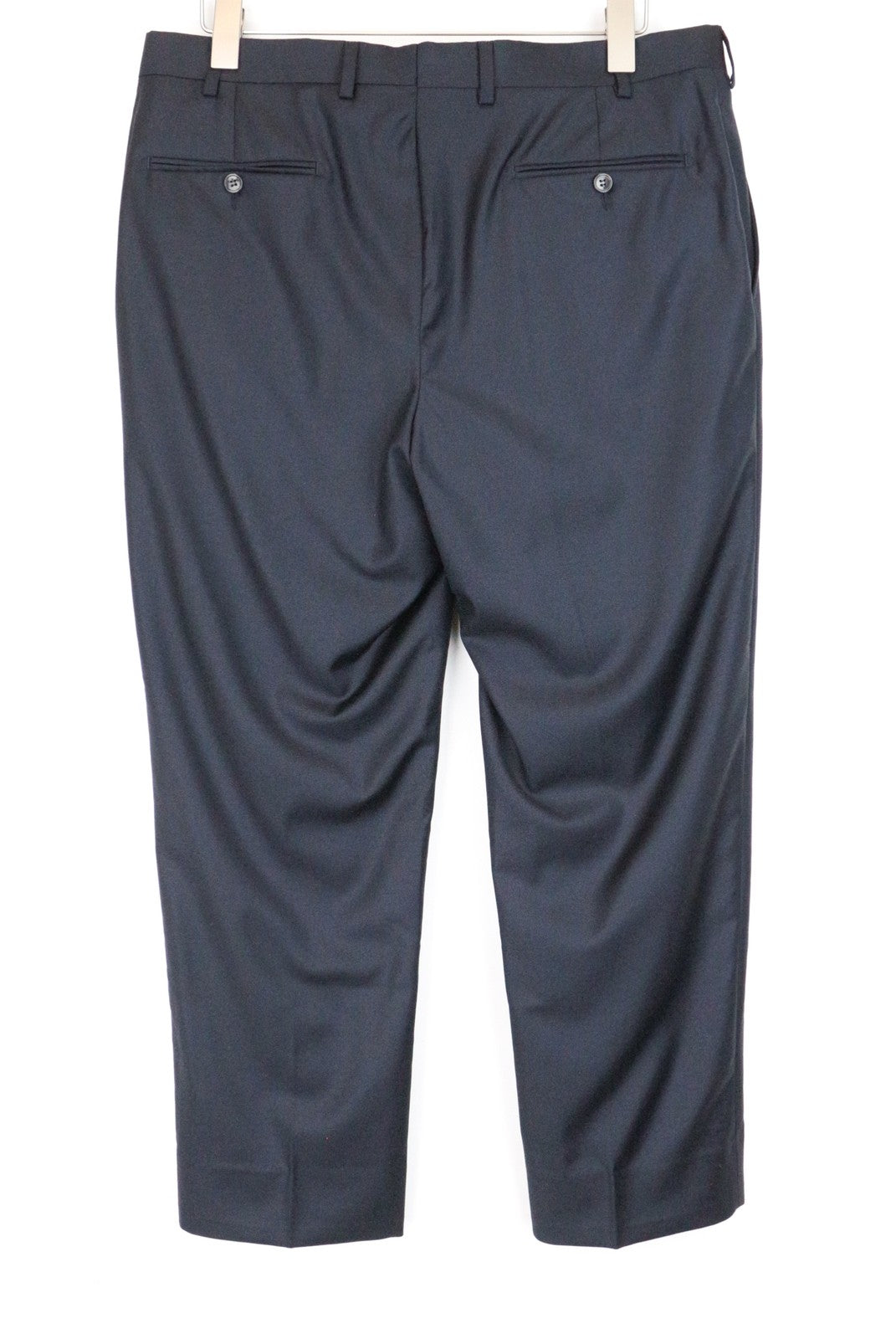 SUITSUPPLY UK42R Men's Dark Navy Classic Wool Pleated Trousers