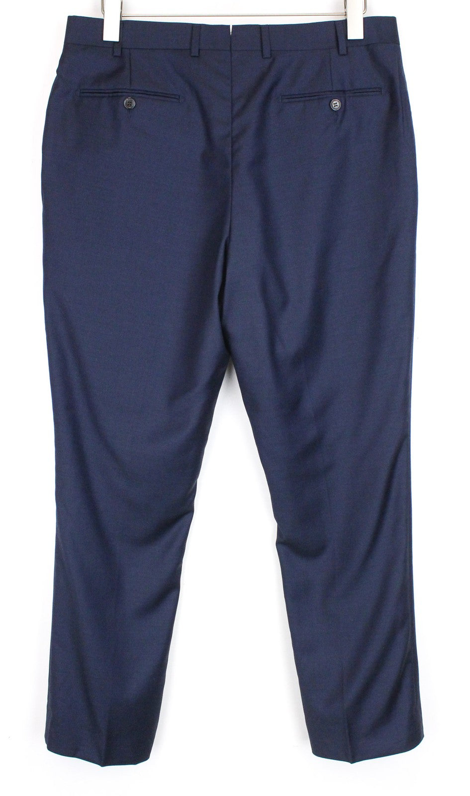 SUITSUPPLY UK34R Men's Navy Wool Classic Pleated Trousers