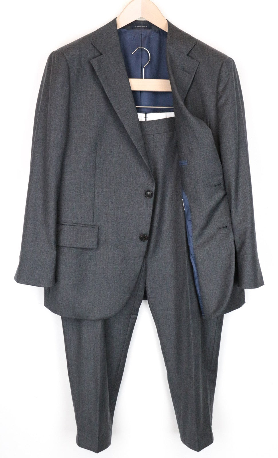 SUITSUPPLY La Spalla UK44S Men's Wool Grey Suit 2 Piece Single-Breasted