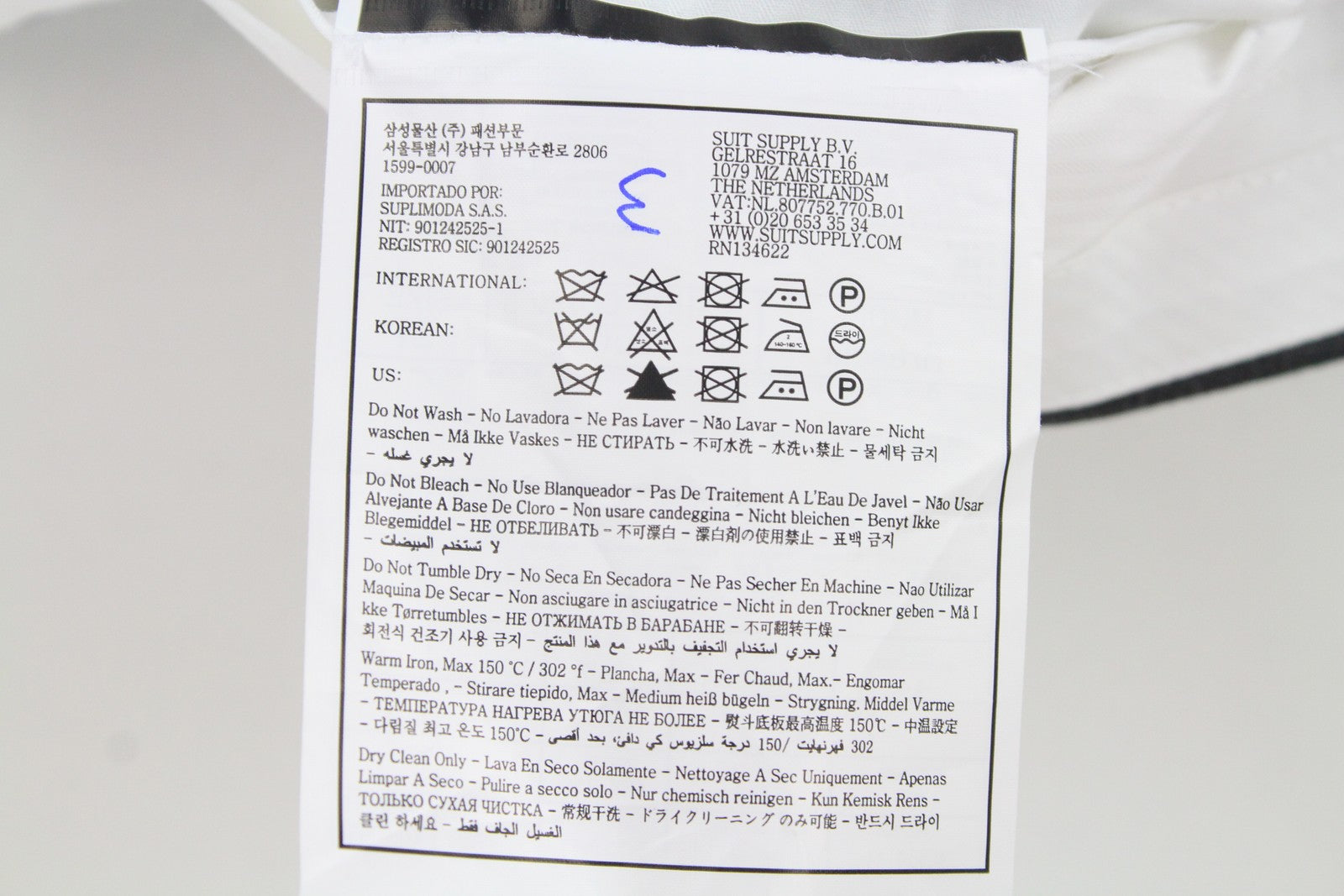 SUITSUPPLY La Spalla UK44S Men's Wool Grey Suit 2 Piece Single-Breasted