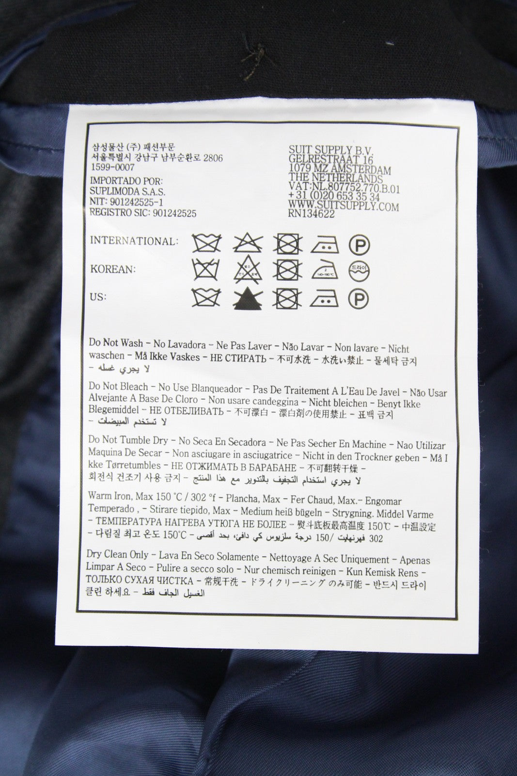 SUITSUPPLY La Spalla UK44S Men's Wool Grey Suit 2 Piece Single-Breasted