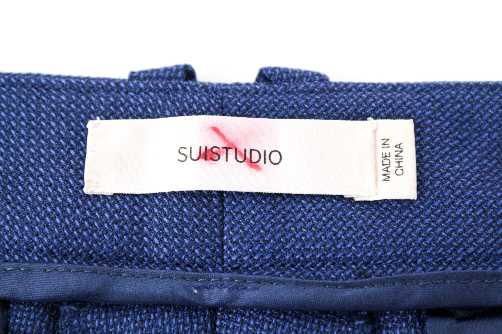 SUISTUDIO UK8R moteriškos mėlynos vilnonės kelnės su atlenkiamomis klostėmis klasikinio stiliaus 