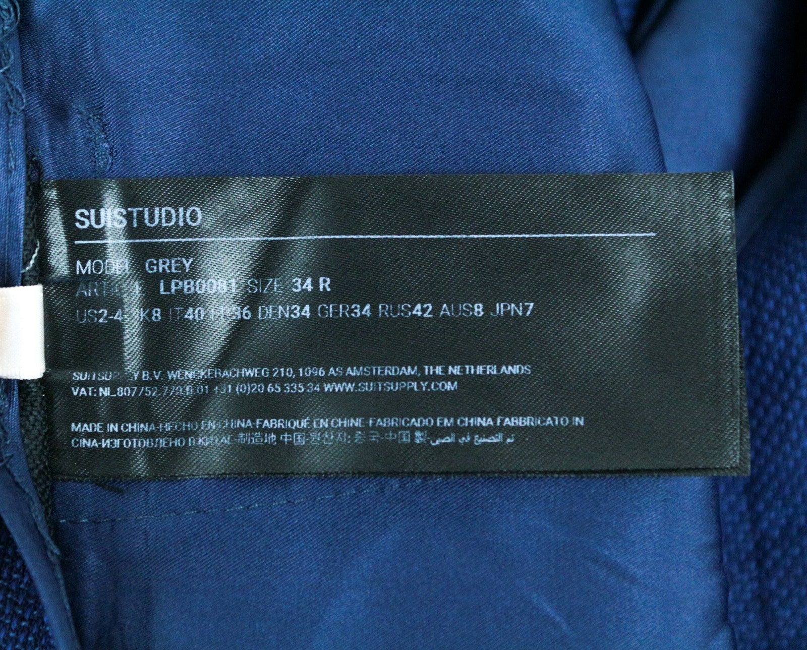 SUISTUDIO UK8R moteriškos mėlynos vilnonės kelnės su atlenkiamomis klostėmis klasikinio stiliaus 