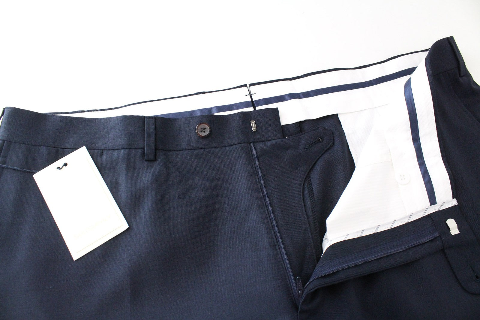 SUITSUPPLY UK44S Brescia Navy Men's Wool Formal Trousers Pleated