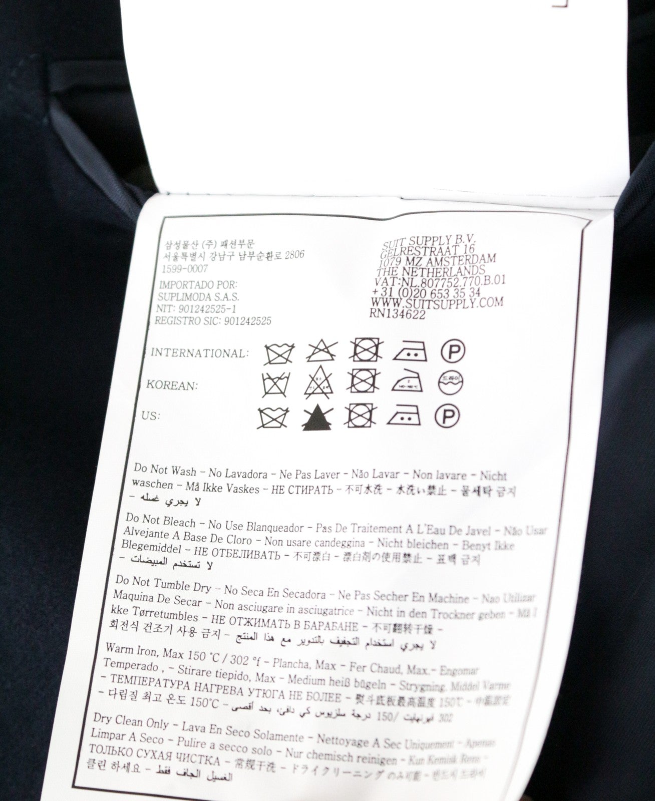 „SUITSUPPLY Vicenza“ vyriškas vilnonis paltas, UK46S, tamsiai mėlynas, vieneilis, su pamušalu 