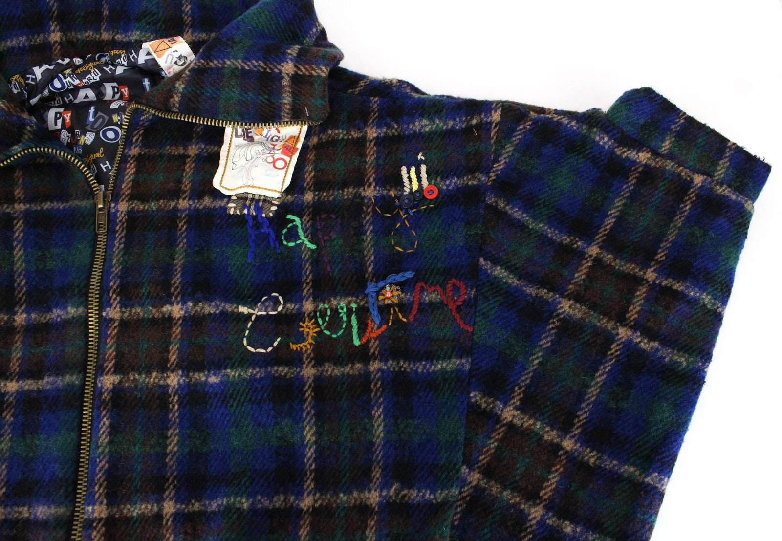 DESIGUAL moteriškas švarkas 42 mėlynas vilnos mišinio languotas trumpomis rankovėmis laisvalaikio stiliaus 