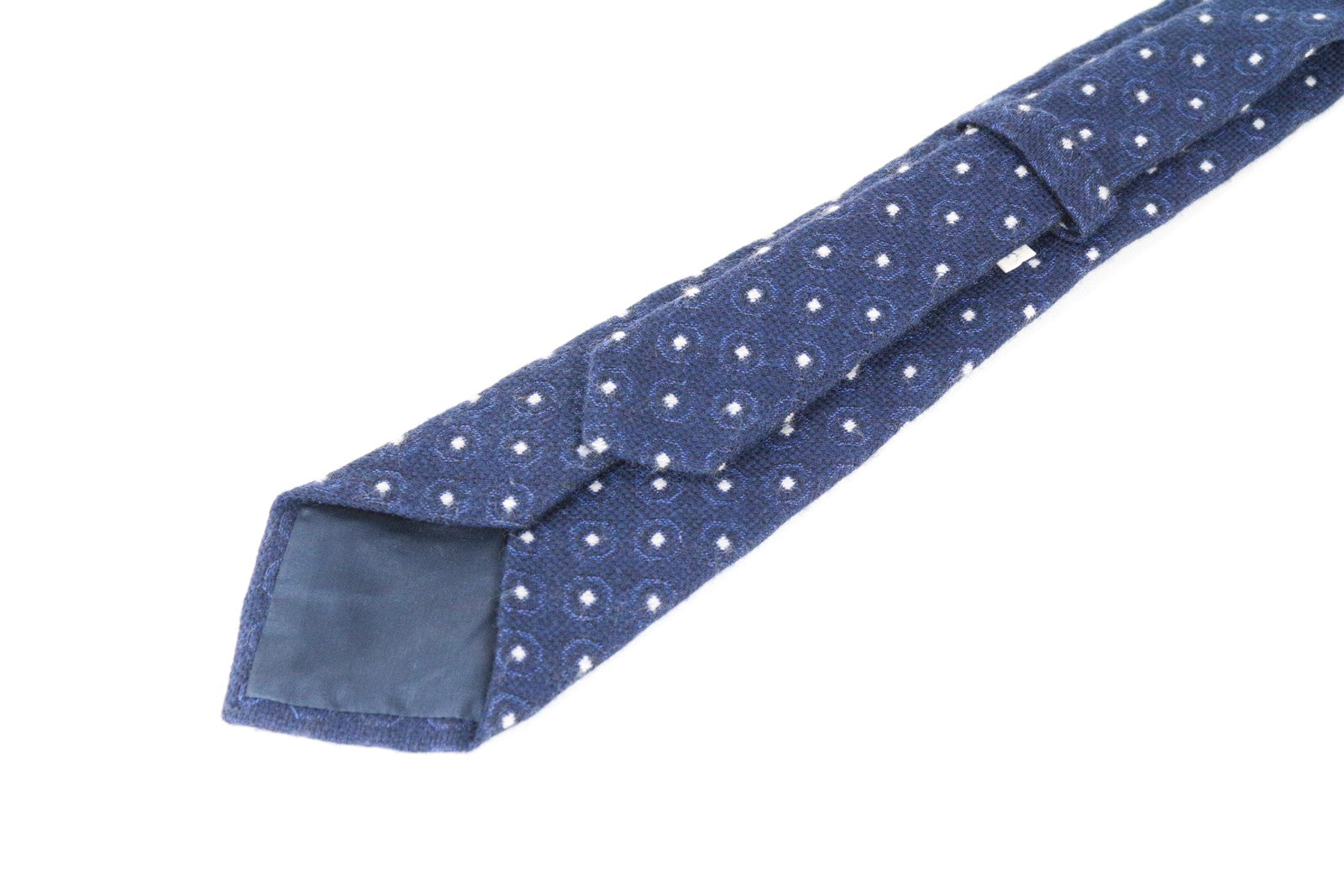 SUITSUPPLY vyriškas kaklaraištis 150x8 mėlynas su vilnos ir šilko mišinio raštu smailiu galu 