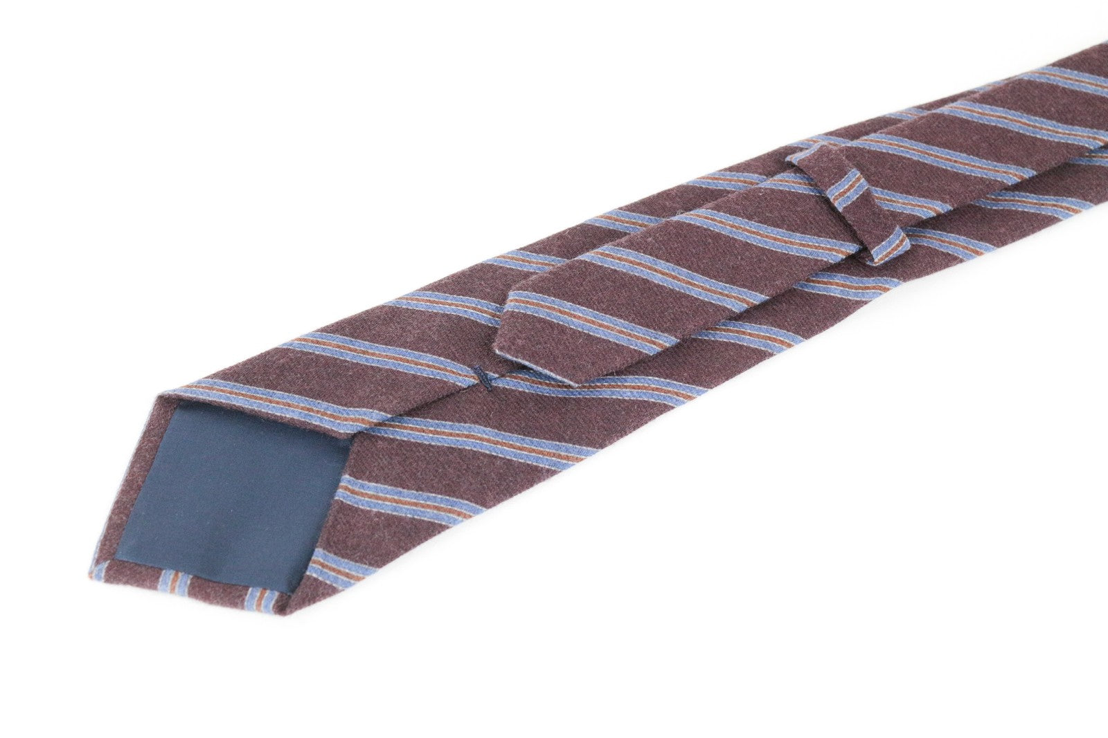 SUITSUPPLY vyriškas kaklaraištis ~150x8 violetinis vilnonis dryžuotas raštas smailiais galais 