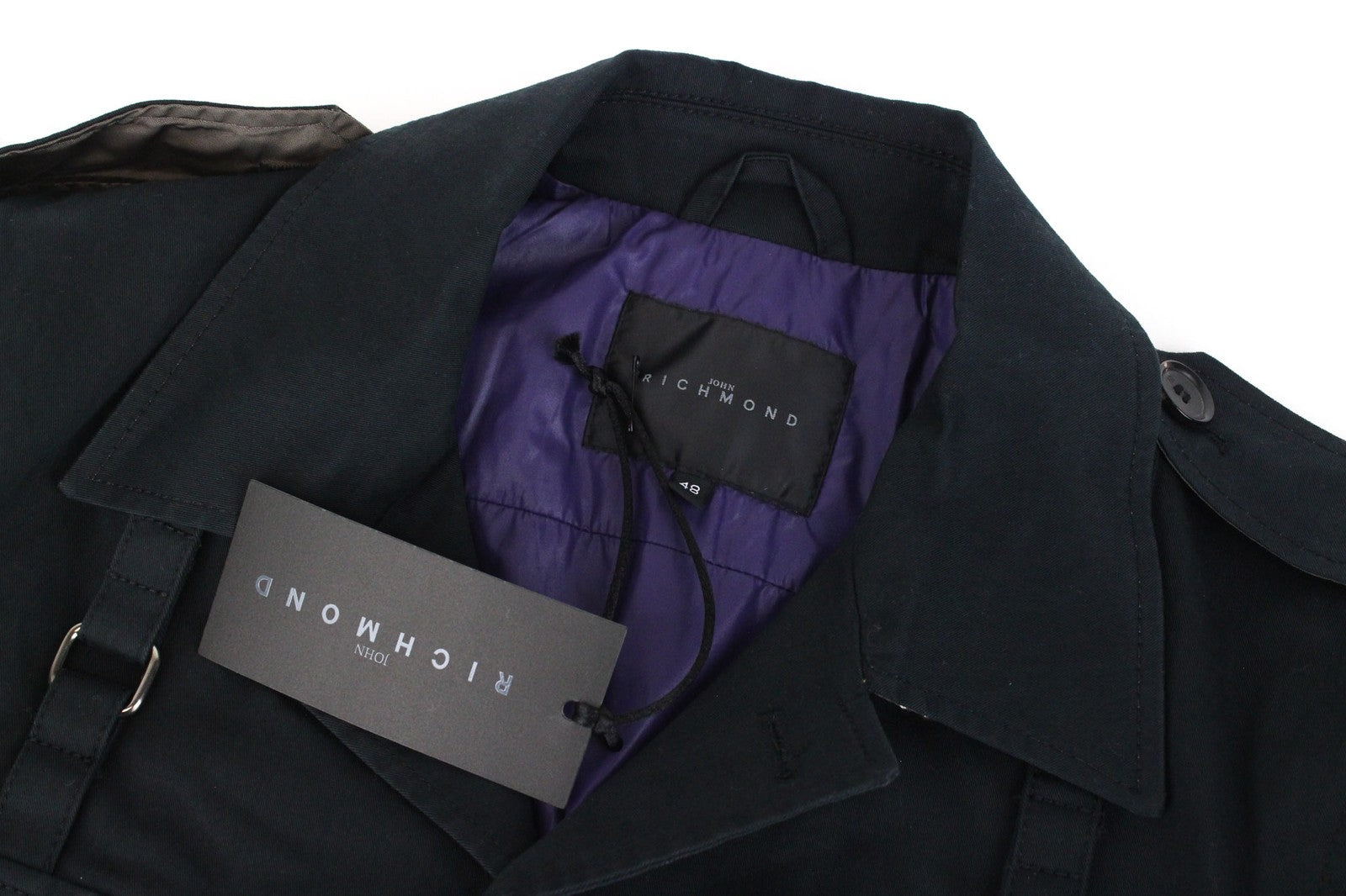 RICHMOND vyriška striukė 48 tamsiai mėlyna tampri medvilninė išskleidžiama apykaklė 