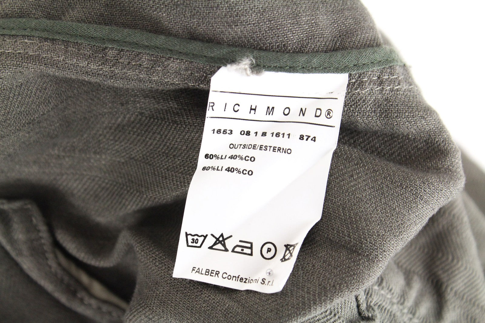 RICHMOND Men's Jacket 48 Brown Linen Cotton Light Single-Breasted Zip