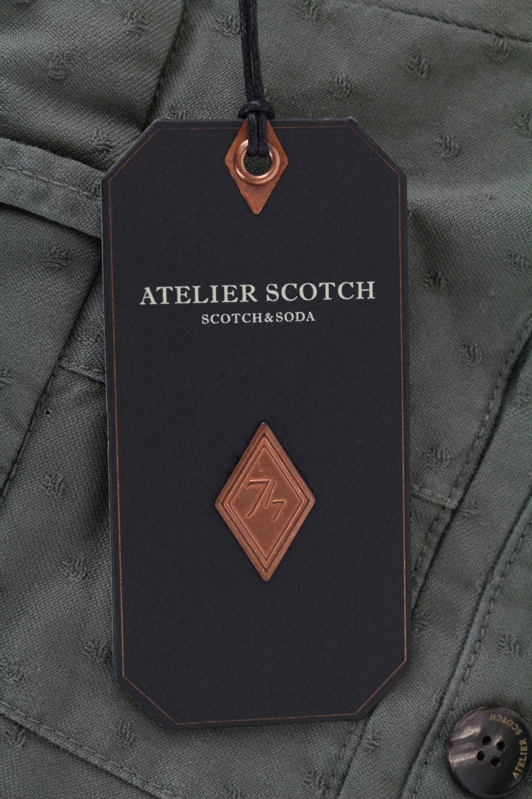 SCOTCH & SODA Atelier Men's W35/L30 Skinny Green Patterned Trousers