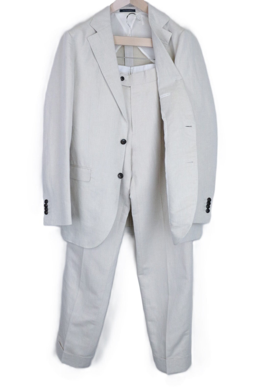 SUITSUPPLY La Spalla Men's UK38L Beige Cotton Linen Blend 2-Piece Suit