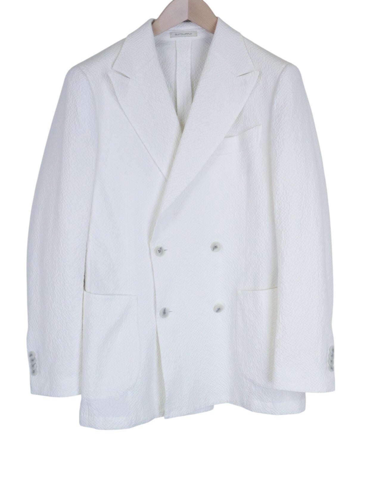 SUITSUPPLY Havana Men's UK38R Slim White Textured 2-Piece Suit