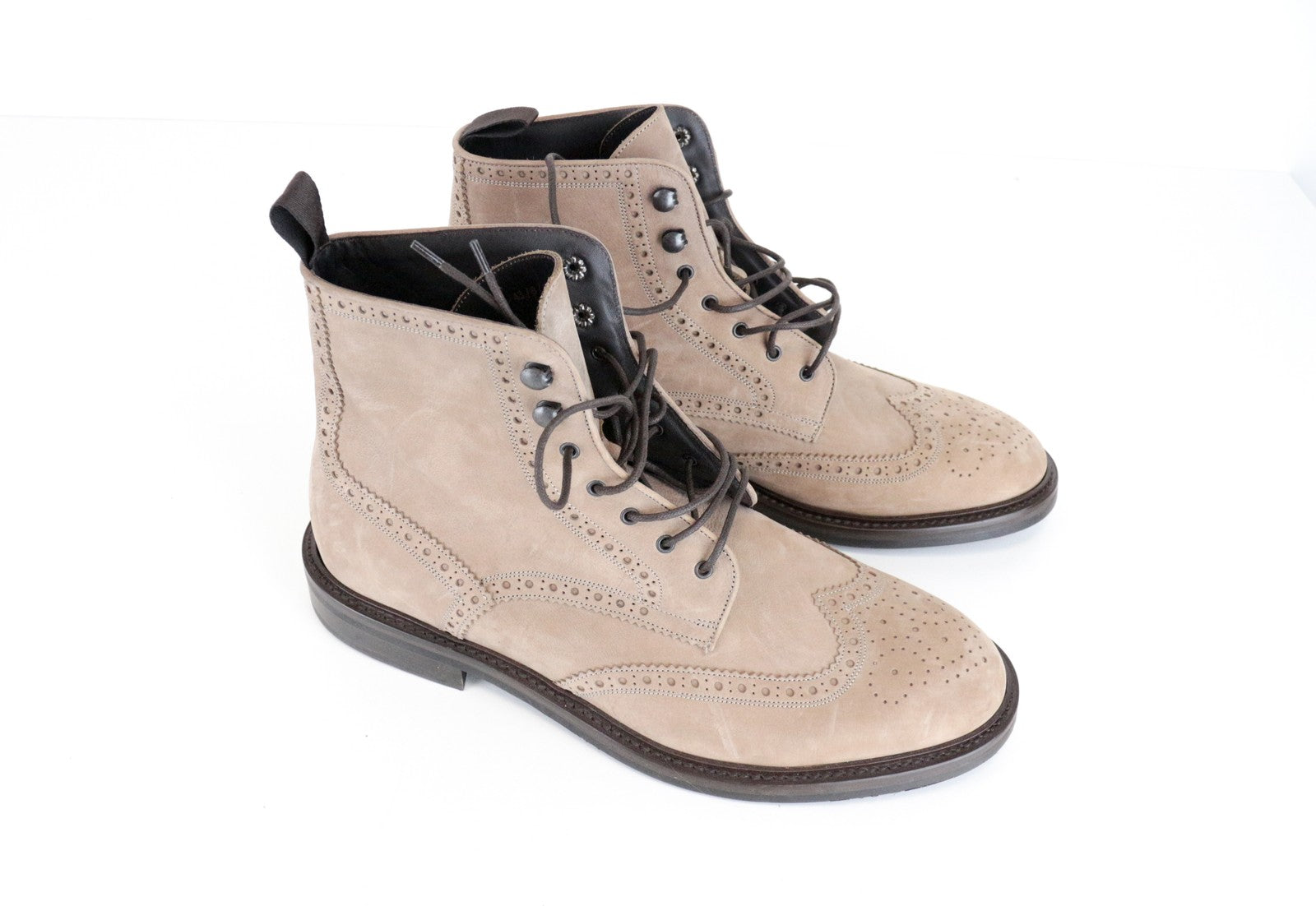 SUITSUPPLY vyriški šviesiai rudi odiniai zomšiniai sportbačiai aukštais viršutiniais bateliais, dydis EU43 