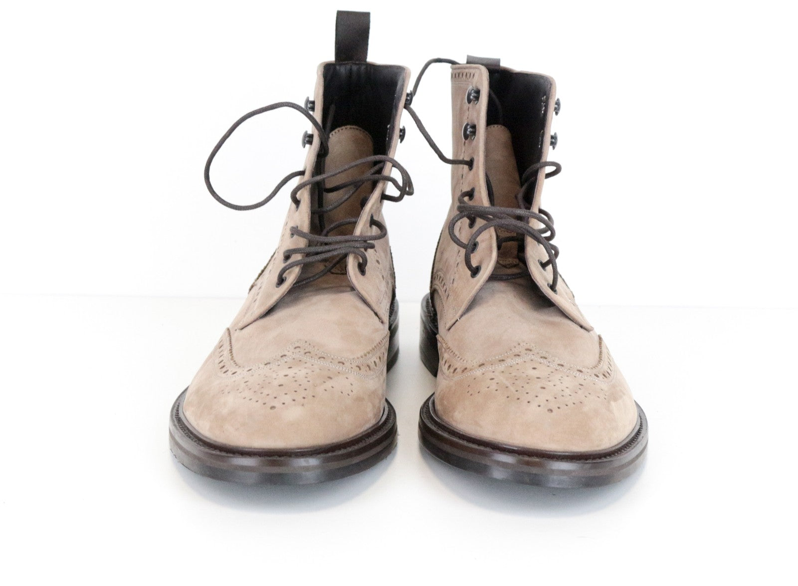 SUITSUPPLY vyriški šviesiai rudi odiniai zomšiniai sportbačiai aukštais viršutiniais bateliais, dydis EU43 