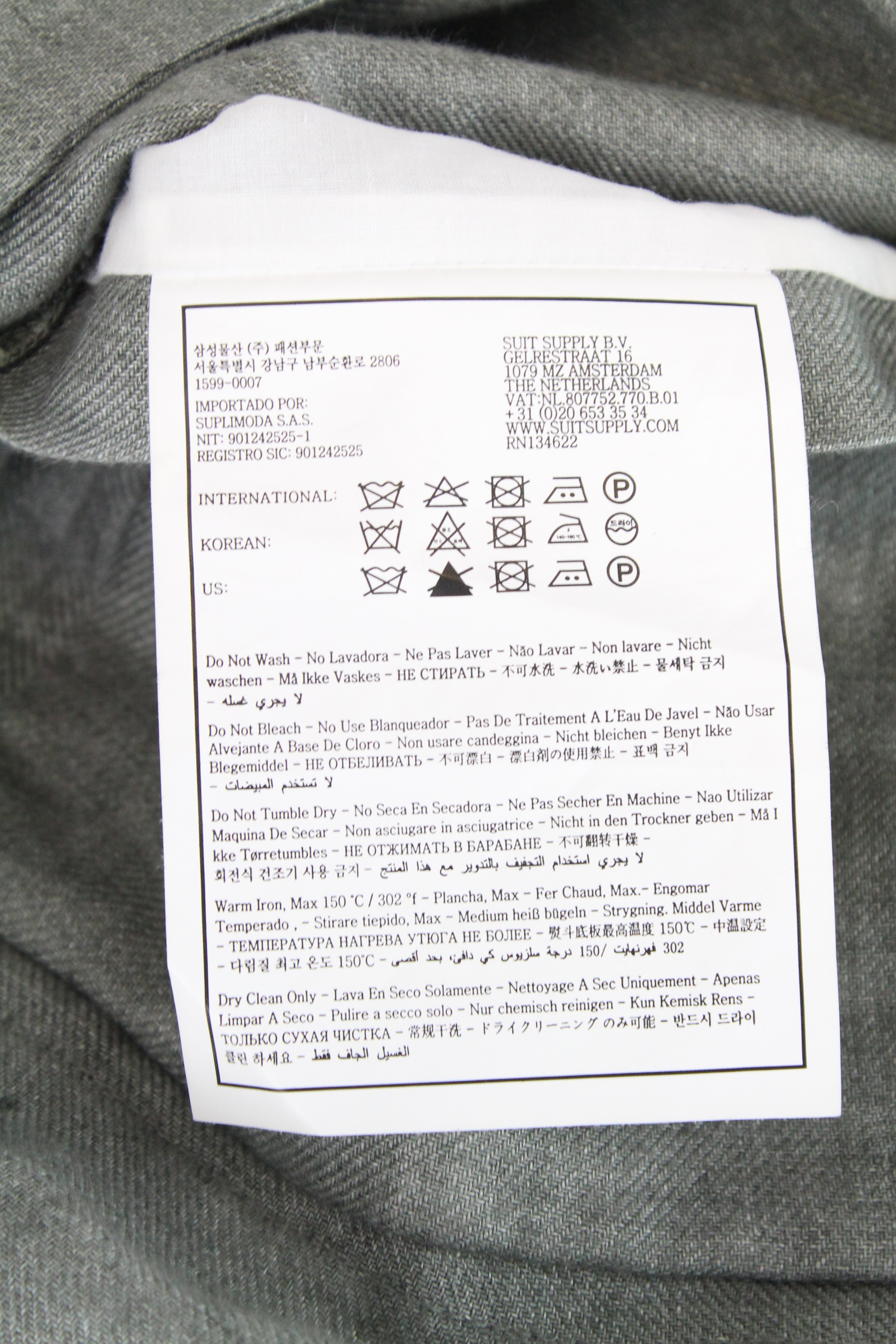 SUITSUPPLY Walter Men's UK36R Lightweight Green Linen 2-Piece Suit