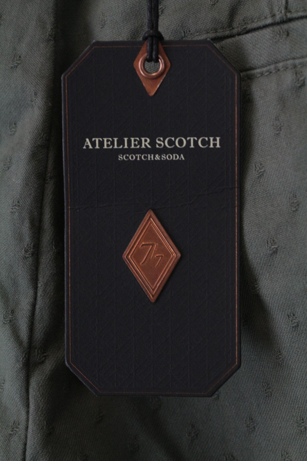 SCOTCH & SODA Atelier Men's W35/L30 Green Skinny Cargo Pattern Pants