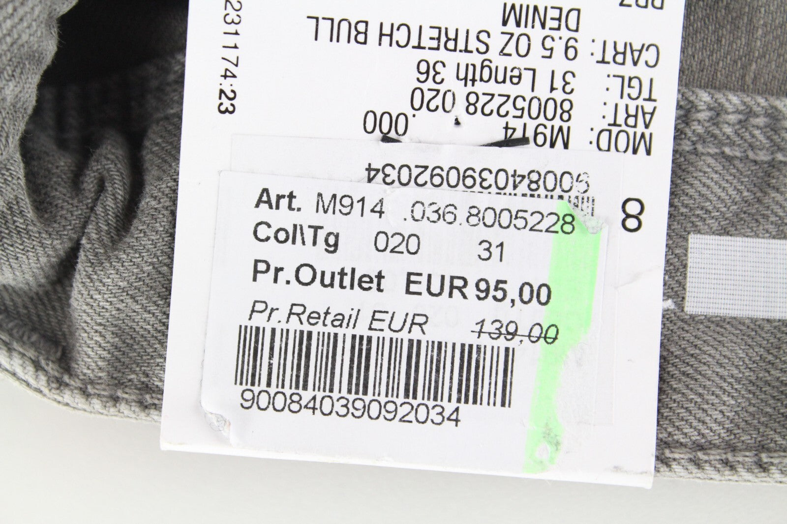 REPLAY Anbass vyriški džinsai W31/L36 pilki skalbtos medvilnės ploni džinsai su 5 kišenėmis, tamprūs 