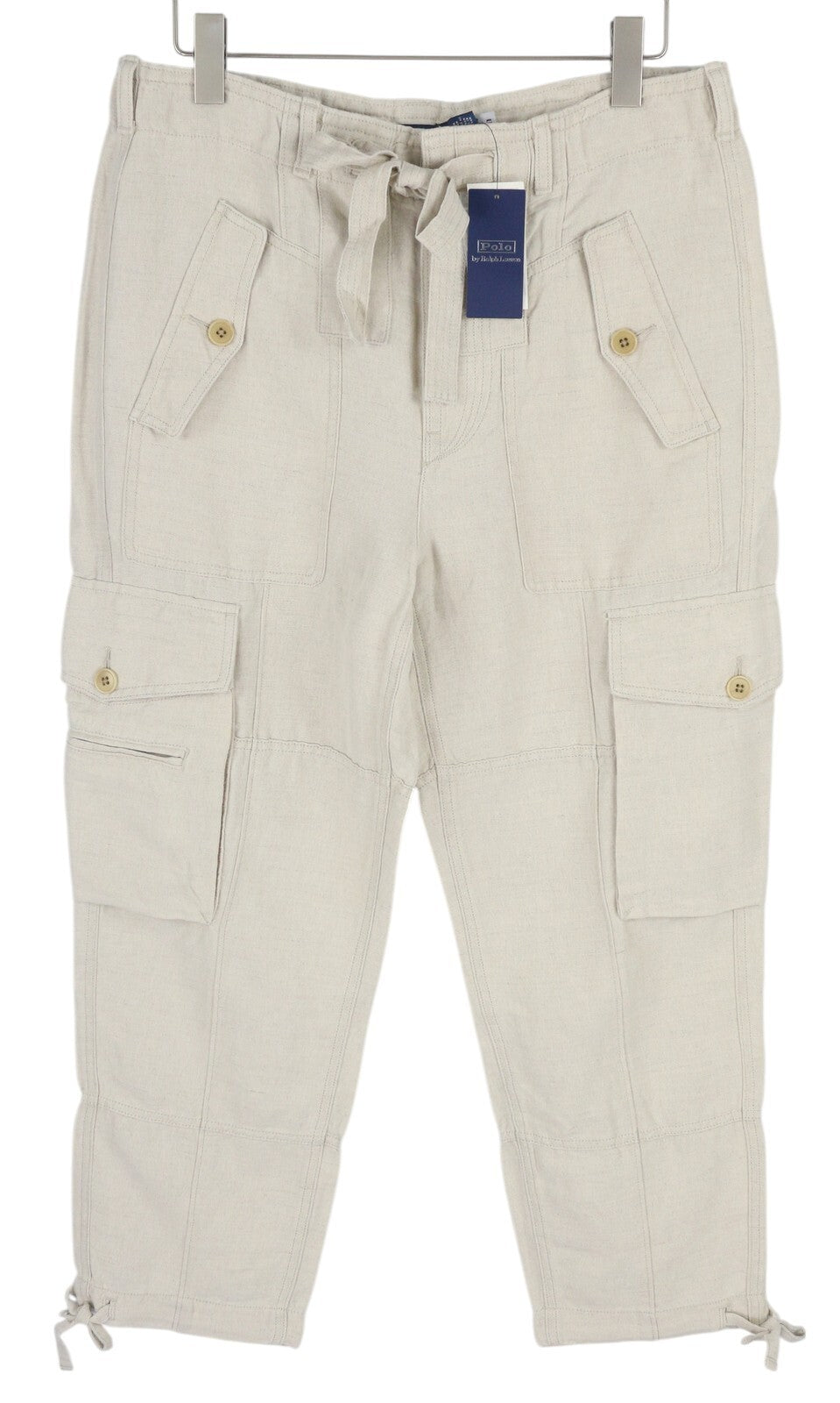 RALPH LAUREN moteriškos kelnės W28 lininio mišinio drobės krovininės, siaurėjančios RRP 349 € 