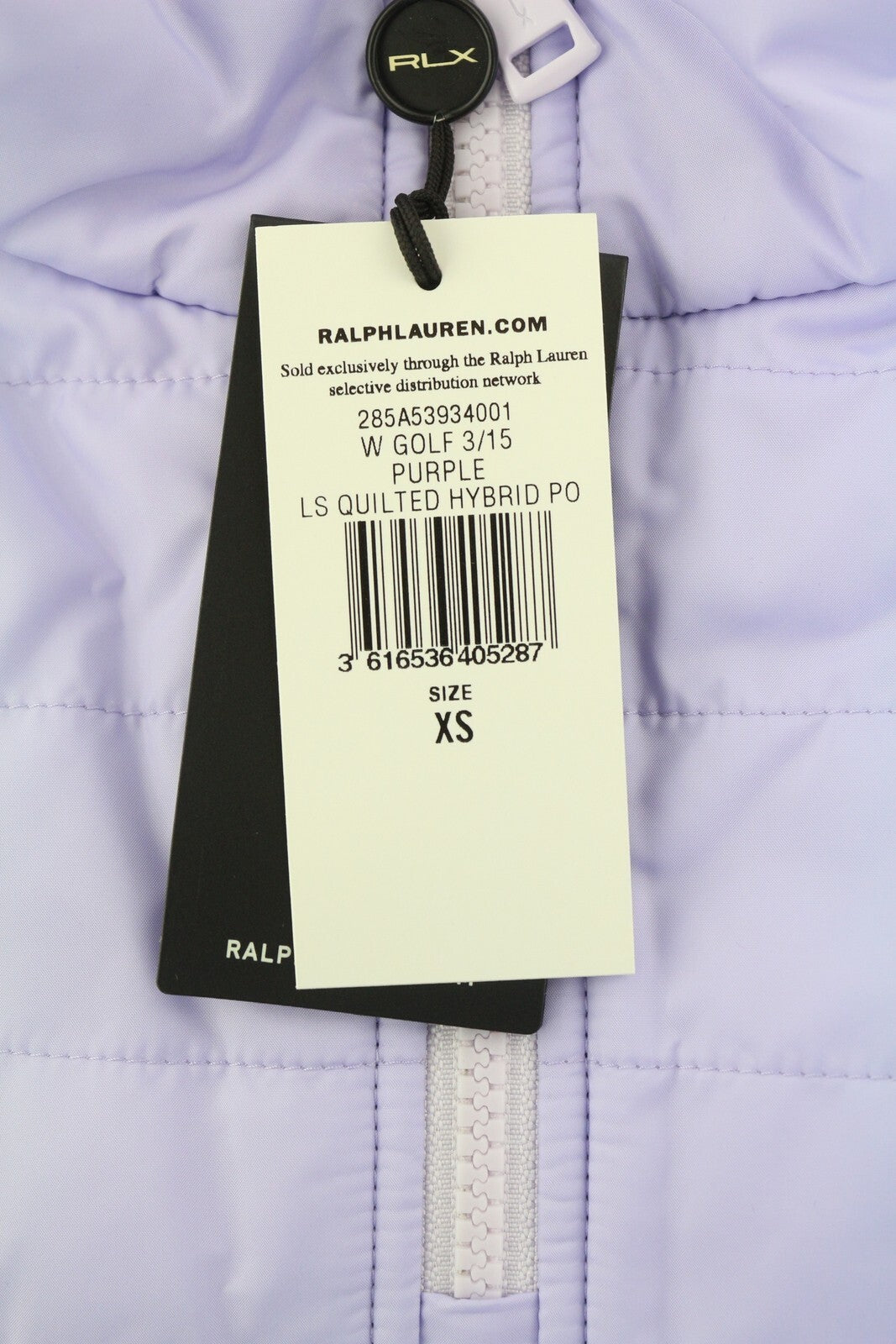 RLX RALPH LAUREN golfo moteriškas megztinis XS dydžio violetinis dygsniuotas megztinis su hibridiniu užtrauktuku 