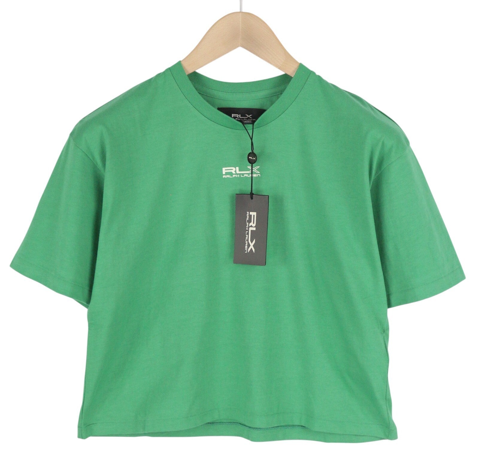RLX RALPH LAUREN moteriški marškinėliai XS, žali, trumpomis rankovėmis, apvalios iškirptės, trikotažo tamprus audinys 
