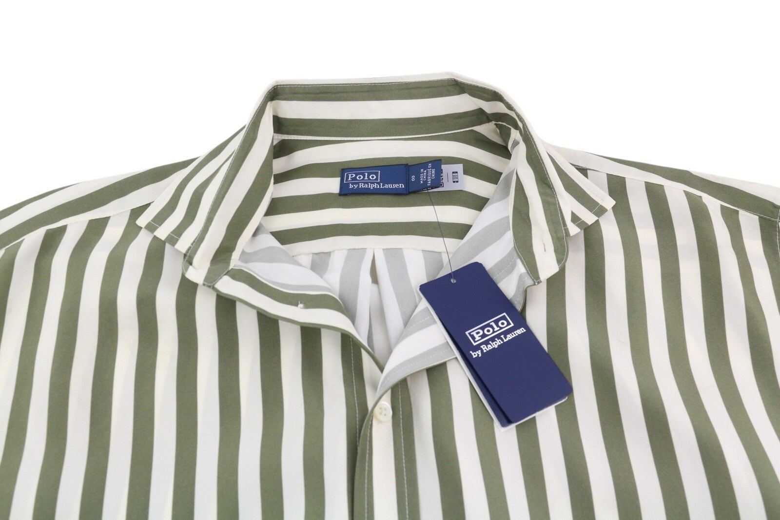 RALPH LAUREN moteriški marškinėliai M, šilkmedžio spalvos, dryžuoti, su sagomis, iškirpte. RMK 391 USD. 