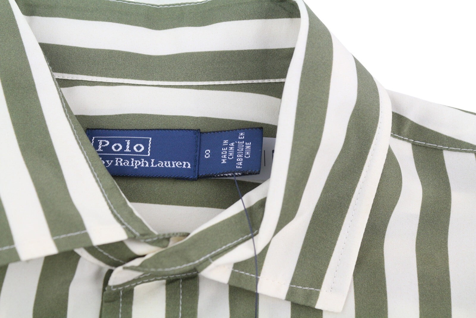 RALPH LAUREN moteriški marškinėliai M, šilkmedžio spalvos, dryžuoti, su sagomis, iškirpte. RMK 391 USD. 