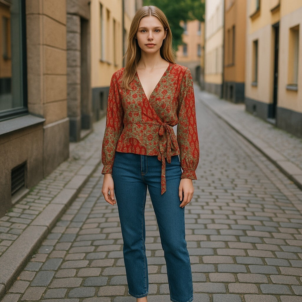 RALPH LAUREN moteriška palaidinė XL dydžio ilgomis rankovėmis, gėlėto rašto, krepinis apsiaustas RRP339 