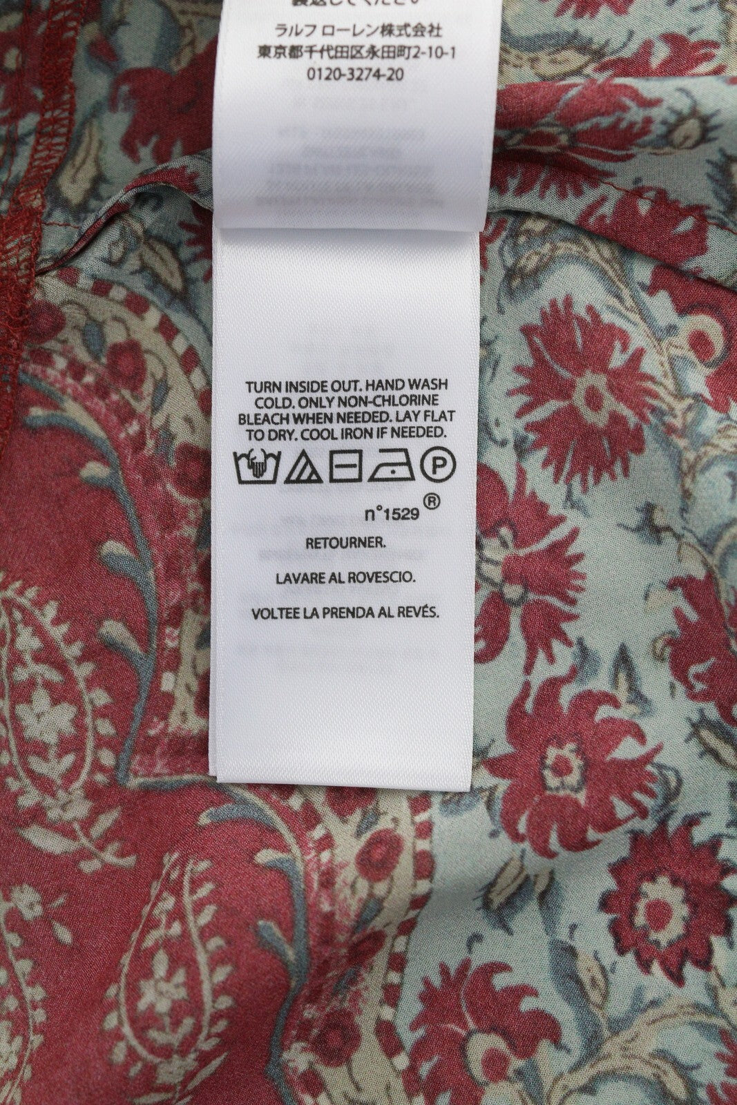 RALPH LAUREN moteriška palaidinė XL dydžio ilgomis rankovėmis, gėlėto rašto, krepinis apsiaustas RRP339 